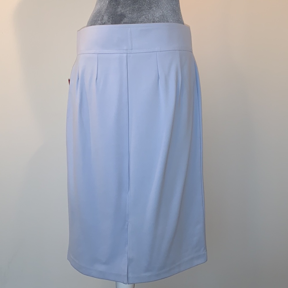 Love Scarlet soothing blue high waisted pencil midi skirt size L NWT